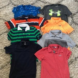 Lot of 8 short sleeve shirts. Polos Tshirts. 3 Under Armor, Polo, Champion, Puma